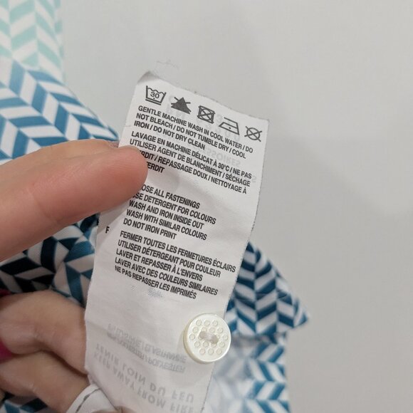 Puma Golf Chevron Print Lightweight Polo Tee Blue White Size Small - Picture 4 of 6